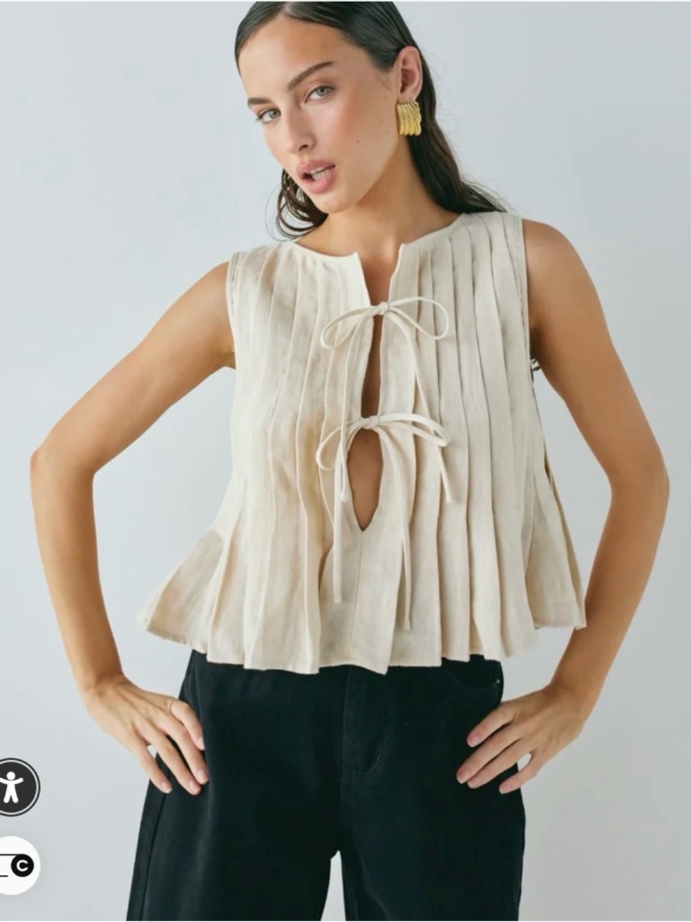 Valeria linen top oatmeal